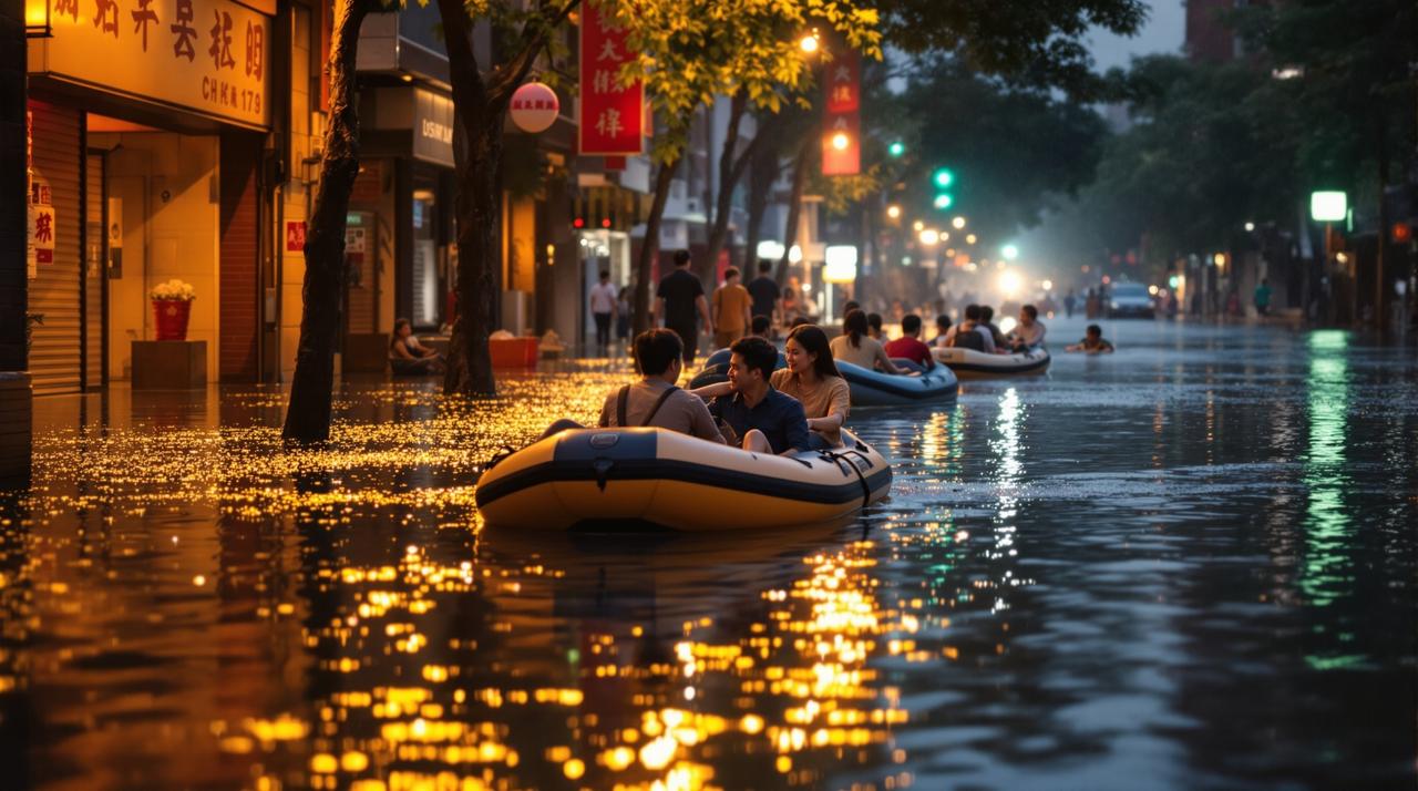 吃瓜每日大赛 - 某城市暴雨导致严重内涝,市民划船出行成奇观 某城市暴雨导致严重内涝,市民划船出行成奇观